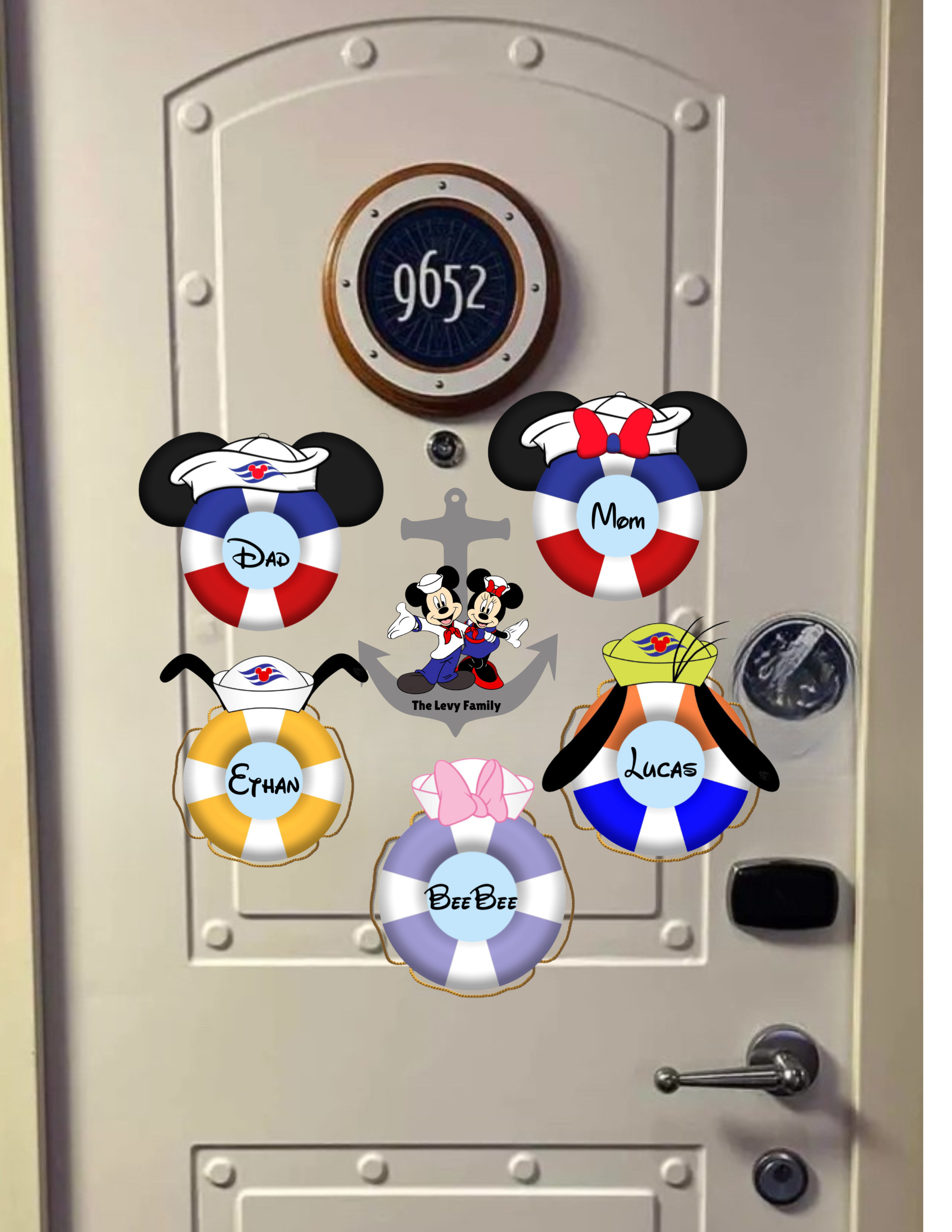 Disney Cruise Life Ring Magnets – Personalized Mickey, Minnie, & Family Anchor Stateroom Door Décor