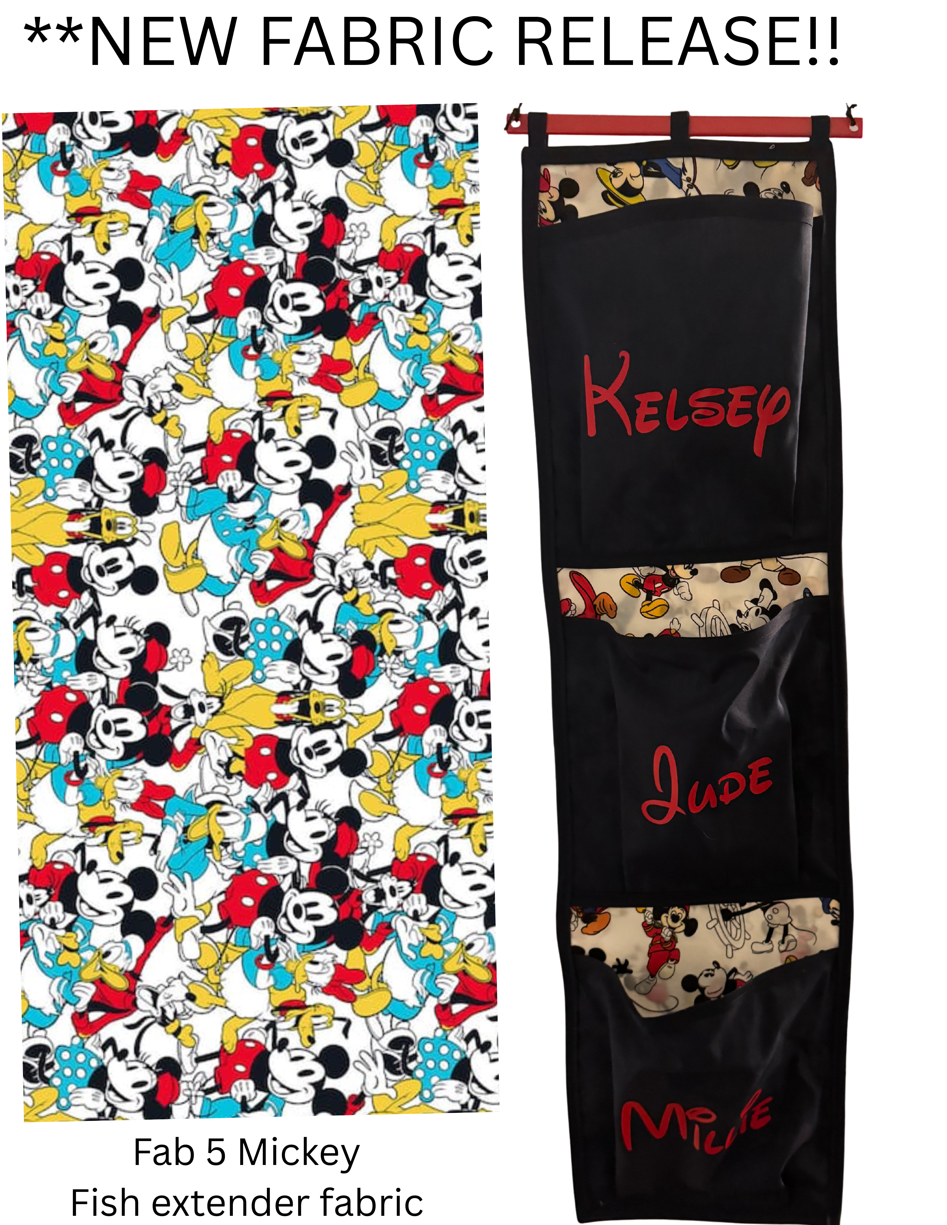 Disney Cruise Fish Extender – Fab 5 Mickey, Minnie, Donald, Daisy & Pluto | Personalized with Names