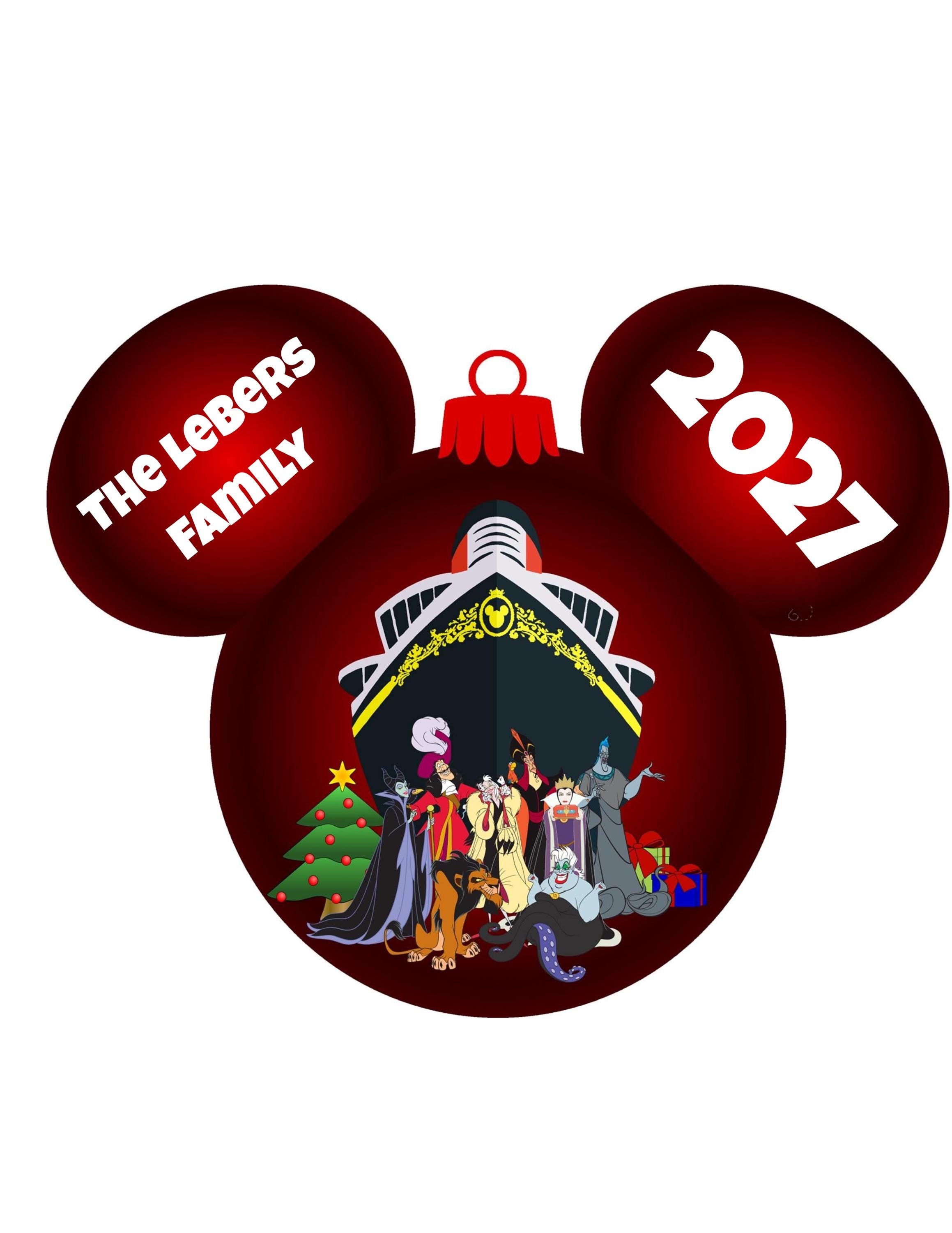 Personalized Disney Cruise Christmas Door Magnet | Mickey Ornament | Santa Belt | Villains | Porthole | Cruise Holiday Decor