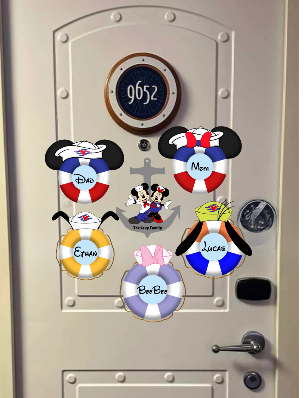 Disney Cruise Life Ring Magnets – Personalized Mickey, Minnie, & Family Anchor Stateroom Door Décor