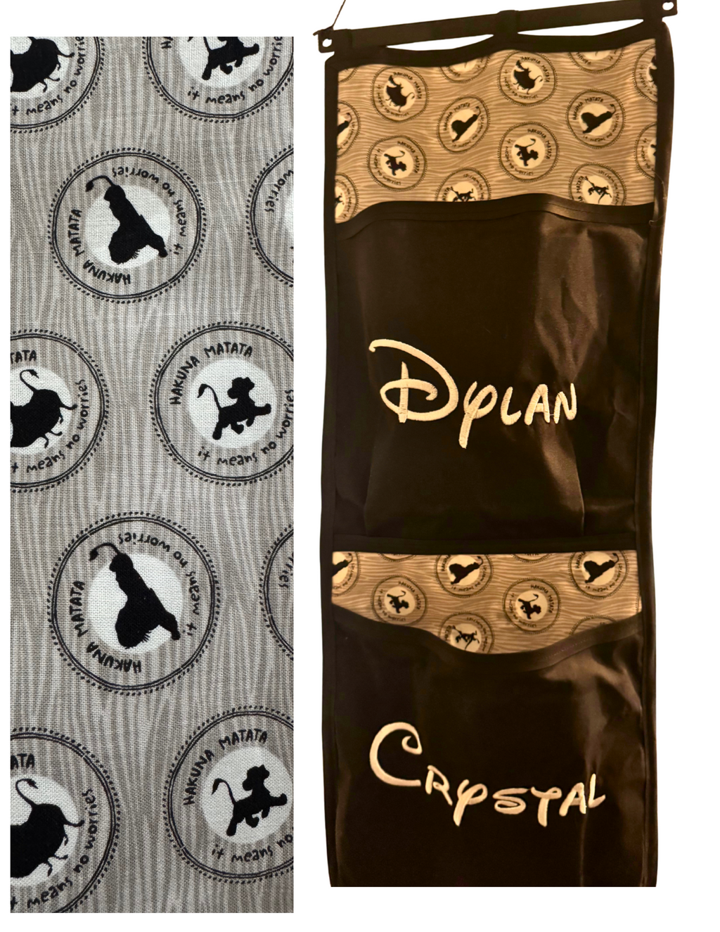 Lion King Hakuna Matata  fish extender with pockets, perfect for gift exchanges & Pixie Dust surprises. Personalization Embroidered or Vinyl (HTV)