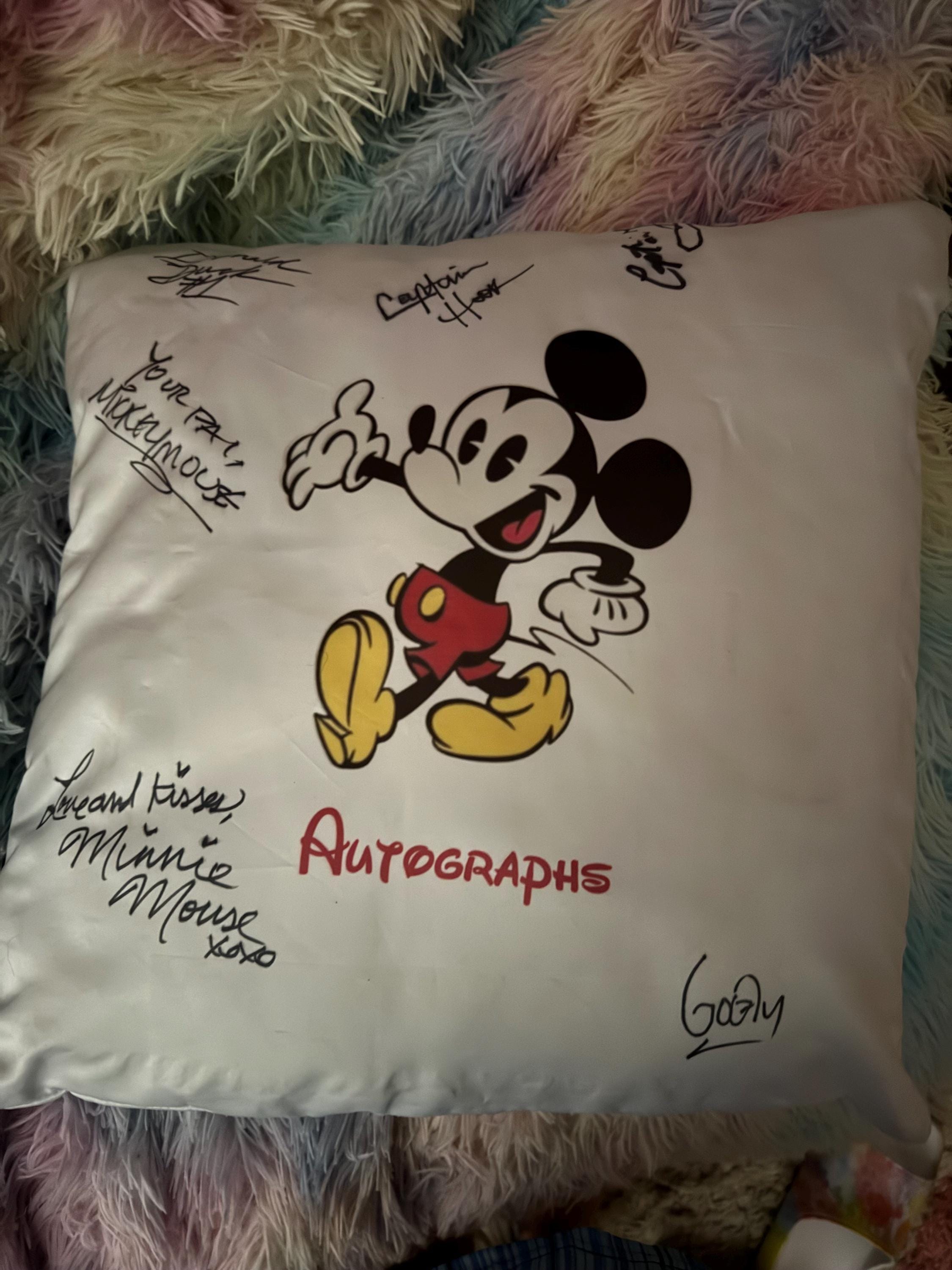 Autograph Queen or throw pillowcase Disney Character for Disney Land/world, Aulani, Disney Cruise perfect alternative to a autograph book