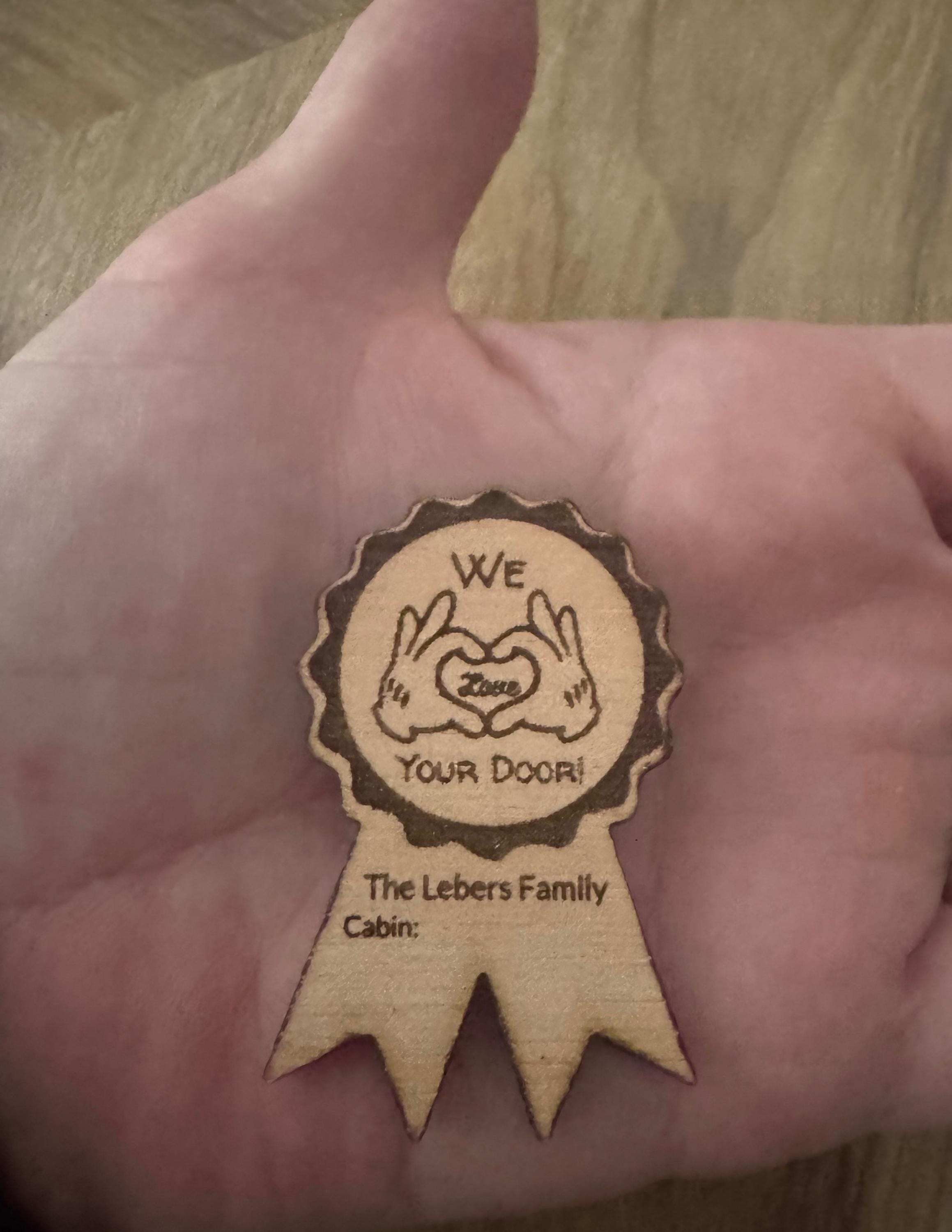 Personalized Disney Cruise Magnet | “We Love Your Door” Laser Engraved Wood Magnet | Mickey Hands | Custom Name & Cabin | Fish Extender Gift