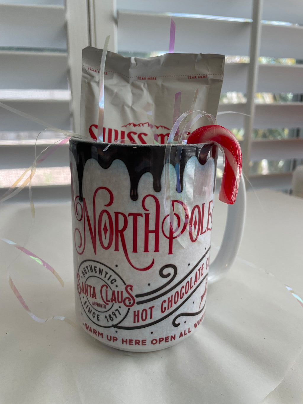 Merry Swissmiss mug with hot chocolate and candy cane for neighbors teachers friends Christmas gift