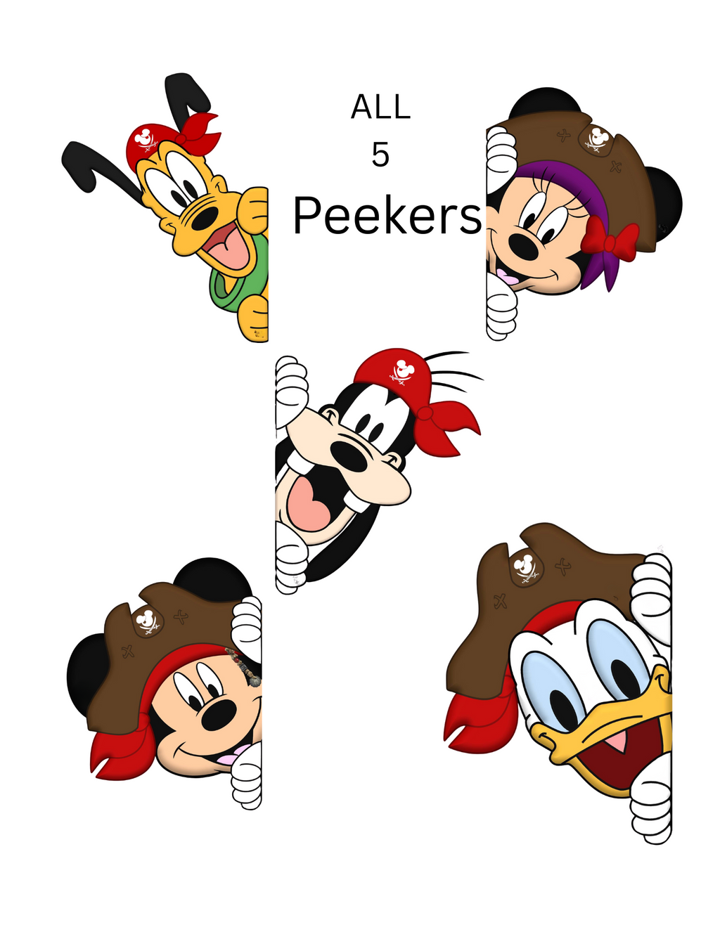 Disney Cruise Mickey and Friends Pirate peeker magnets for stateroom door