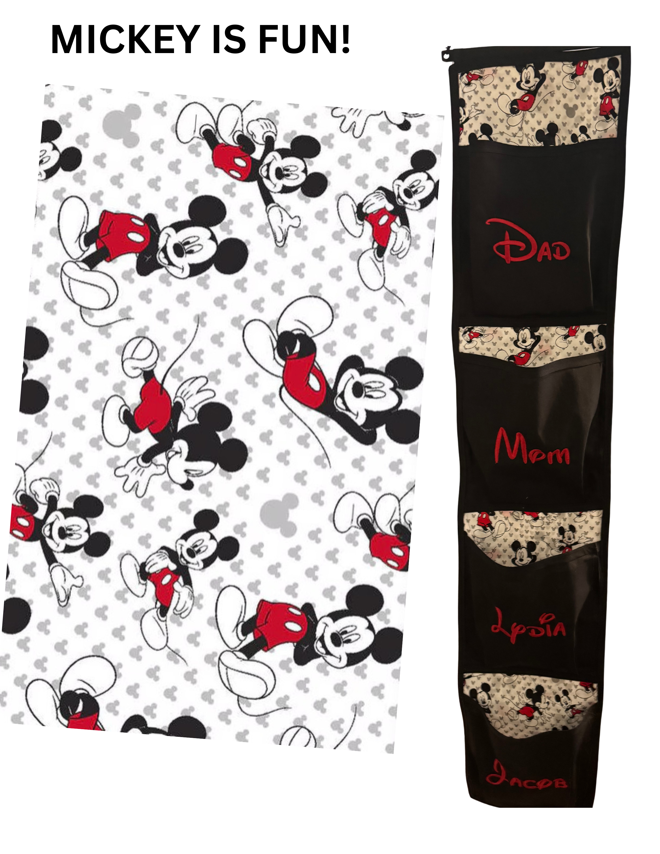 Bring Disney magic to your cruise door! Personalized Mickey fish extender with pockets, perfect for gift exchanges & Pixie Dust surprises.