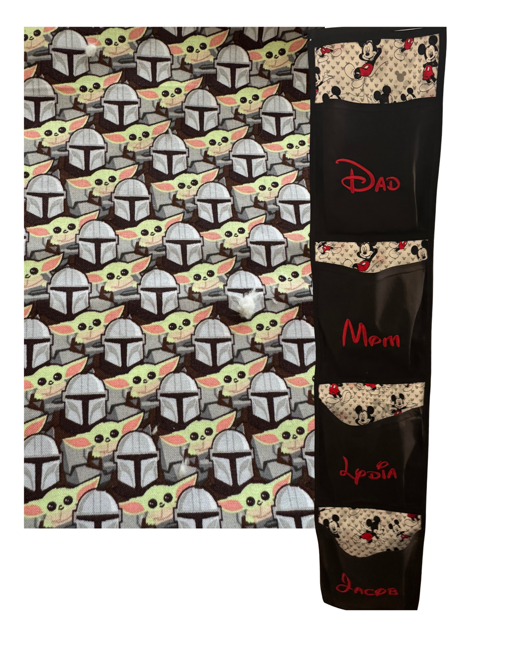 Yoda fish extender with pockets, perfect for gift exchanges & Pixie Dust surprises. Personalization Embroidered or Vinyl (HTV)