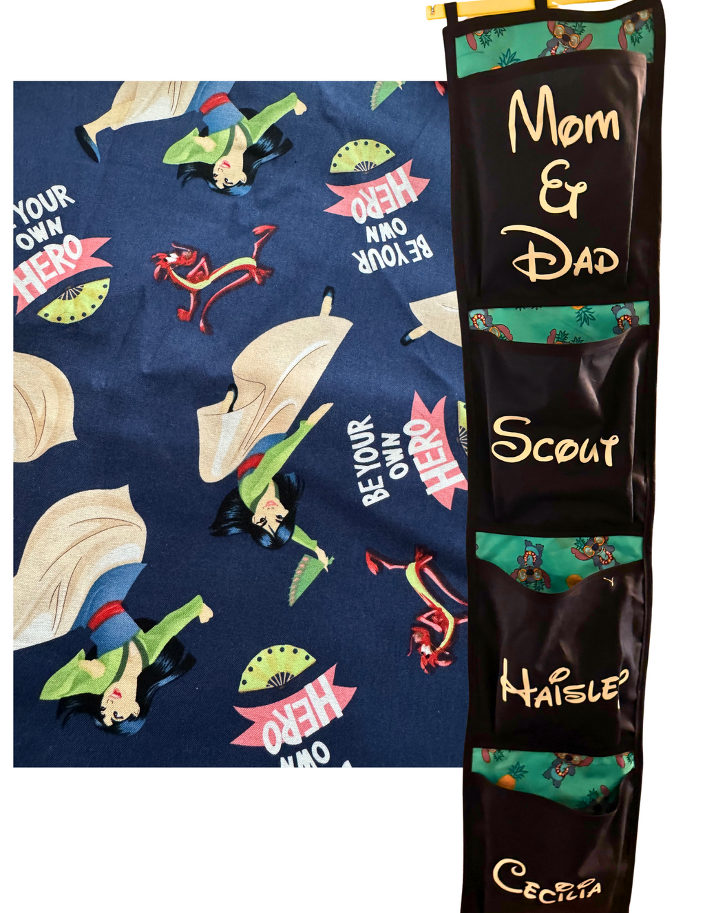 Mulan fish extender with pockets, perfect for gift exchanges & Pixie Dust surprises. Personalization Embroidered or Vinyl (HTV)