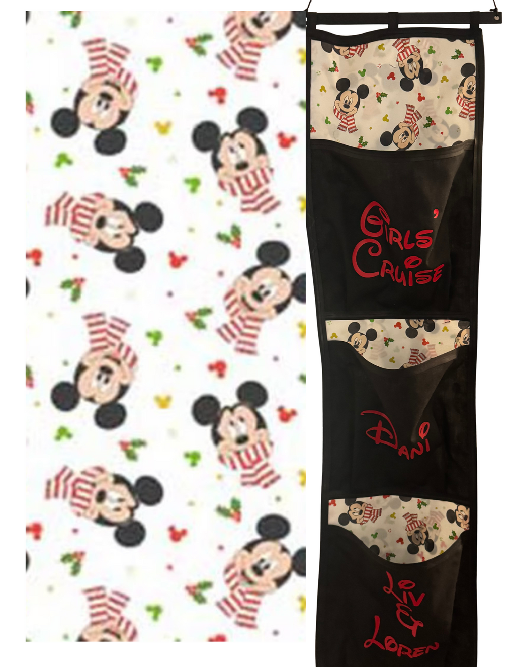 Mickey scarf Cold Christmas Fish Extender – Disney Cruise Door Pocket Hanger & Gift Exchange Organizer Mickey Scarf personalized embroidered or HTV