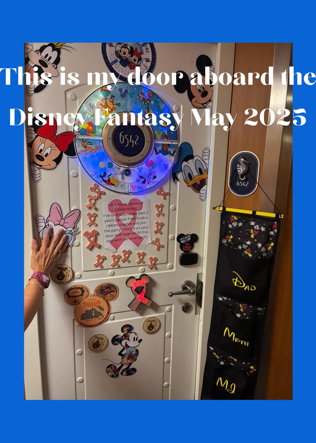 Cancer awareness cruise magnets to celebrate or spread awareness for a cruise line door or refrigerator