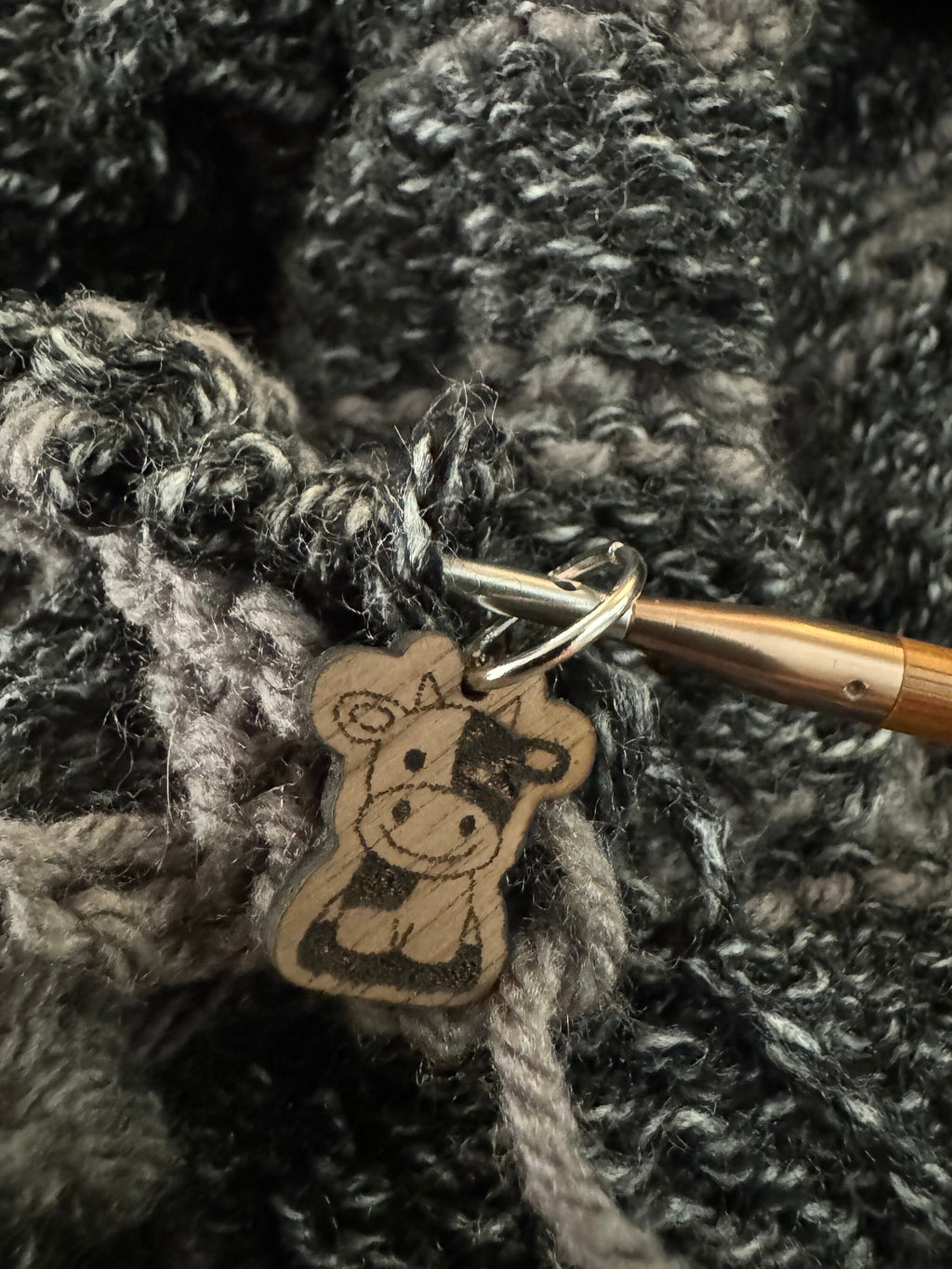 Holstein cow stitch markers for knitting